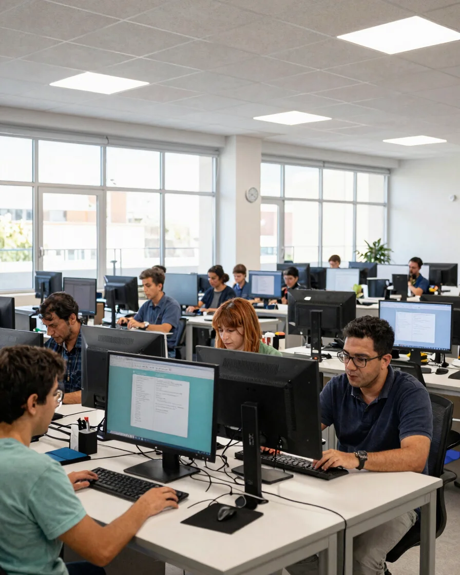 Espacio de trabajo real de una pyme industrial de Zaragoza, equip